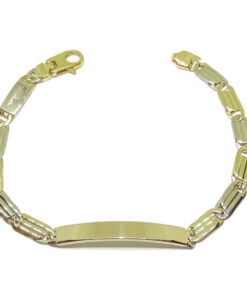 Pulsera Never Say Never de Oro Bicolor 18k para Hombre con Placa Grabable