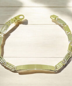 Pulsera Never Say Never de Oro Bicolor 18k para Hombre con Placa Grabable - Imagen 6