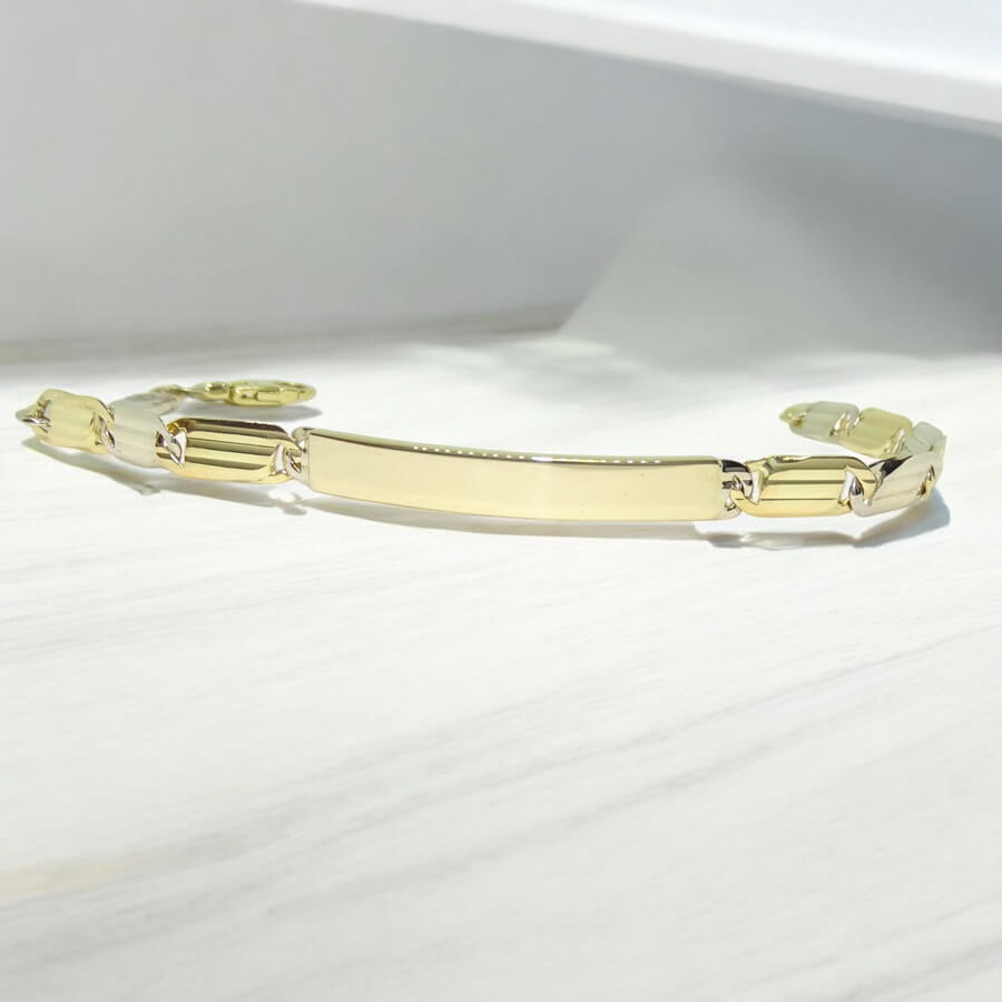 Pulsera Never Say Never de Oro Bicolor 18k para Hombre con Placa Grabable - Imagen 7
