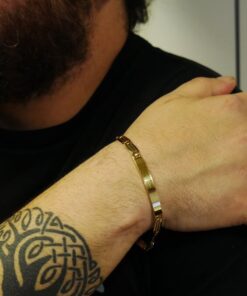 Alternative view of Pulsera Never Say Never de Oro Bicolor 18k para Hombre con Placa Grabable