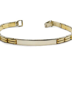 Pulsera Hombre Oro 18k con Placa Bicolor Oro Amarillo y Blanco 5 mm Cierre de Seguridad - Imagen 5
