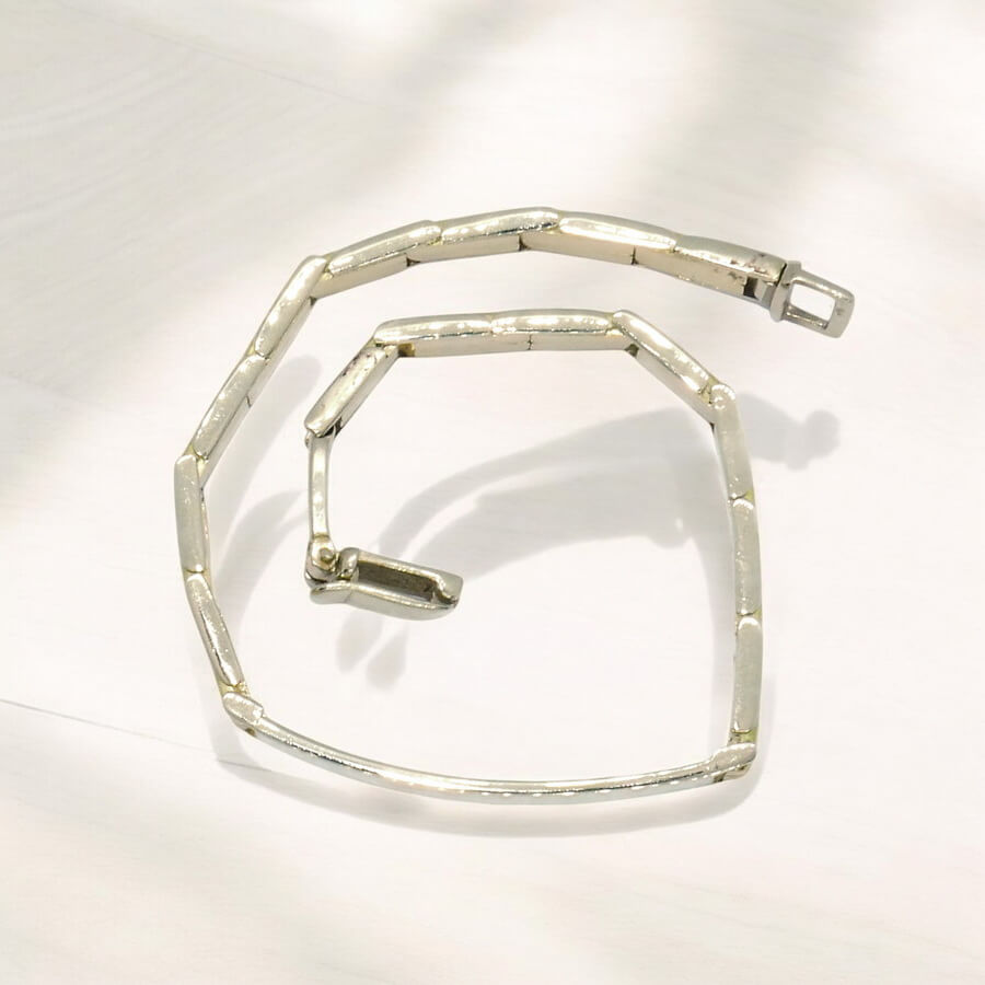 Pulsera Hombre Oro 18k con Placa Bicolor Oro Amarillo y Blanco 5 mm Cierre de Seguridad - Imagen 6