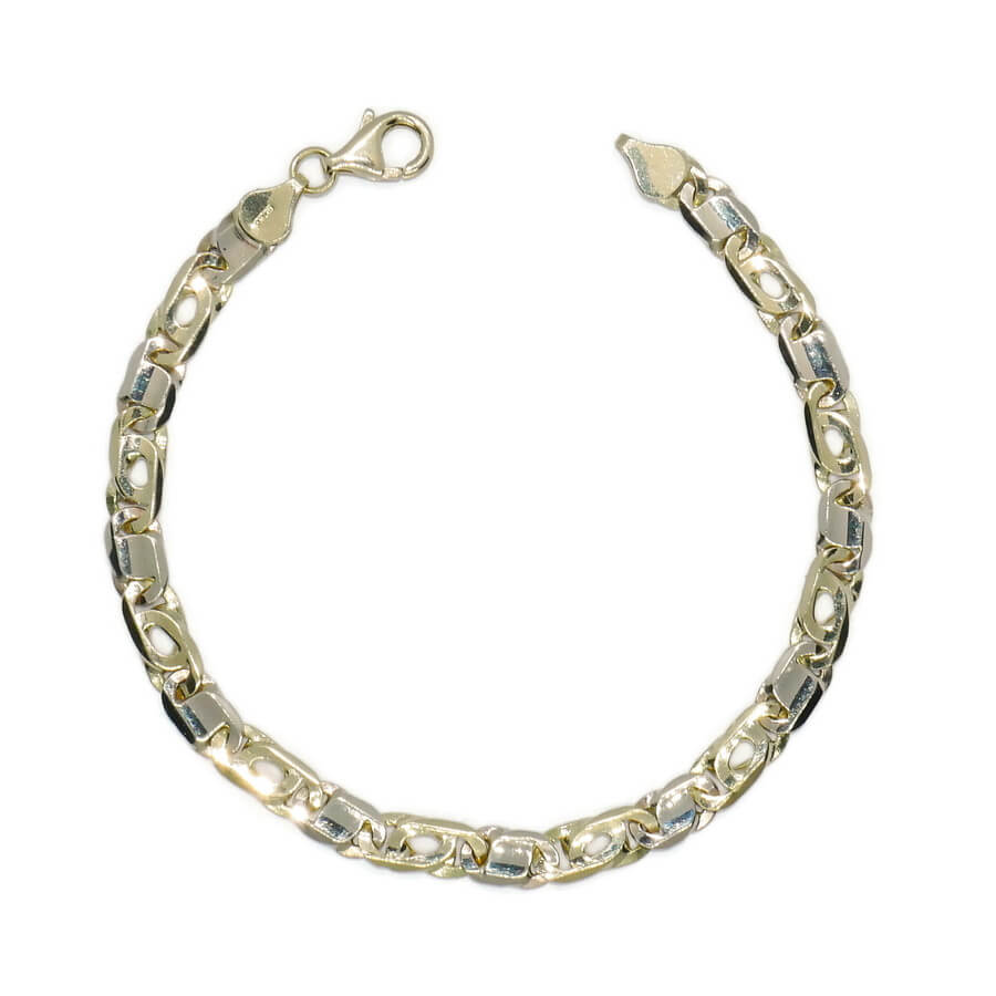 Pulsera de Oro 18k para Hombre 7 mm Maciza – Cadena Ojo de Tigre con Cierre Mosquetón