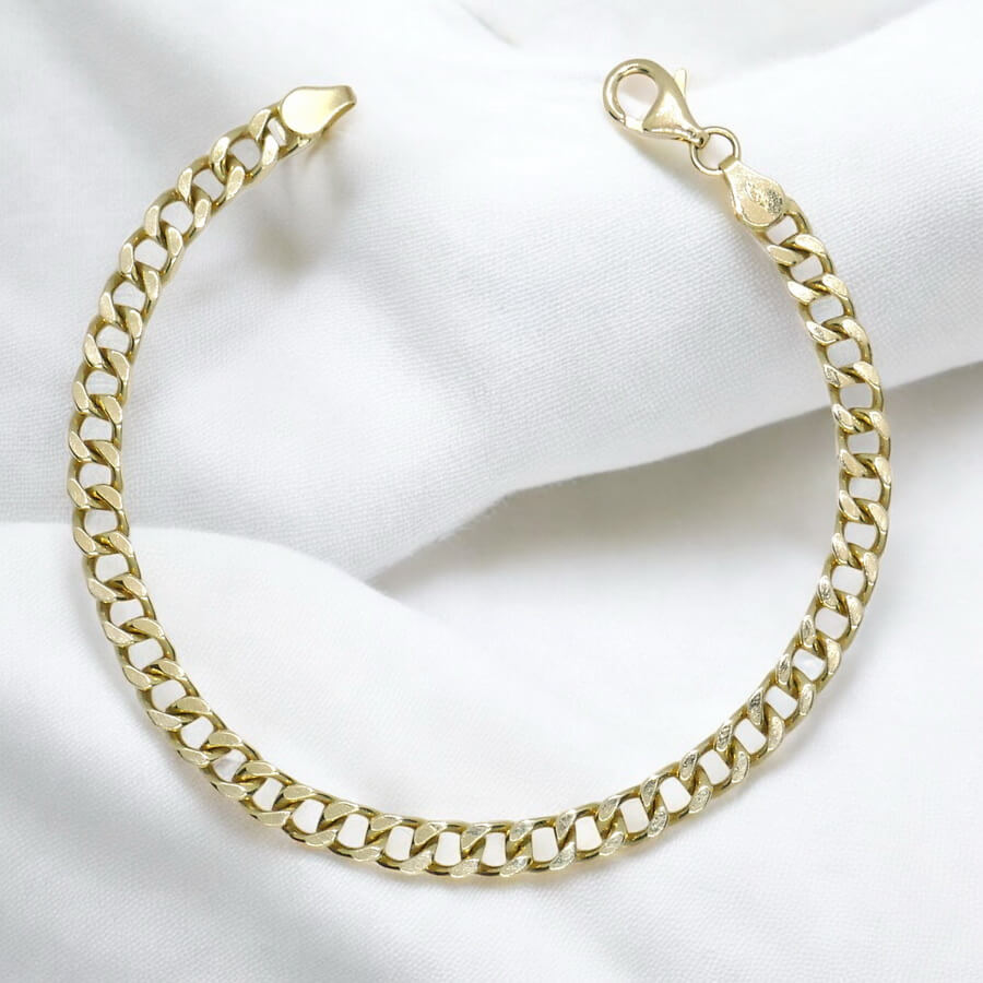 Pulsera Never Say Never de Oro Amarillo 18k para Hombre – Cadena Barbada Maciza - Imagen 4