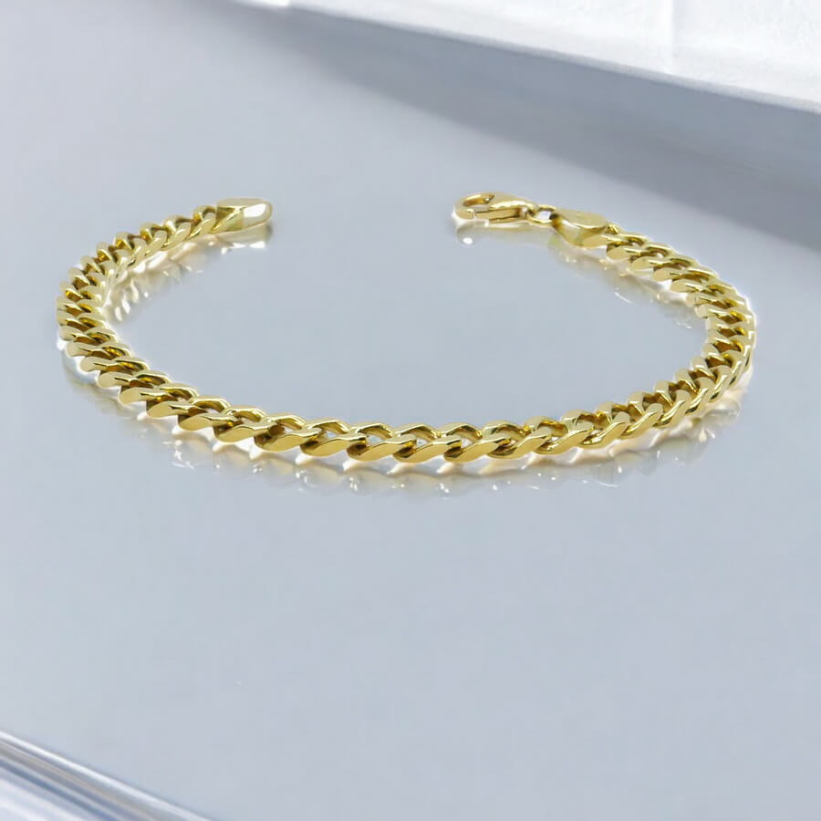 Pulsera Never Say Never de Oro Amarillo 18k para Hombre – Cadena Barbada Maciza - Imagen 5