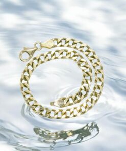 Pulsera Never Say Never de Oro Amarillo 18k para Hombre – Cadena Barbada Maciza