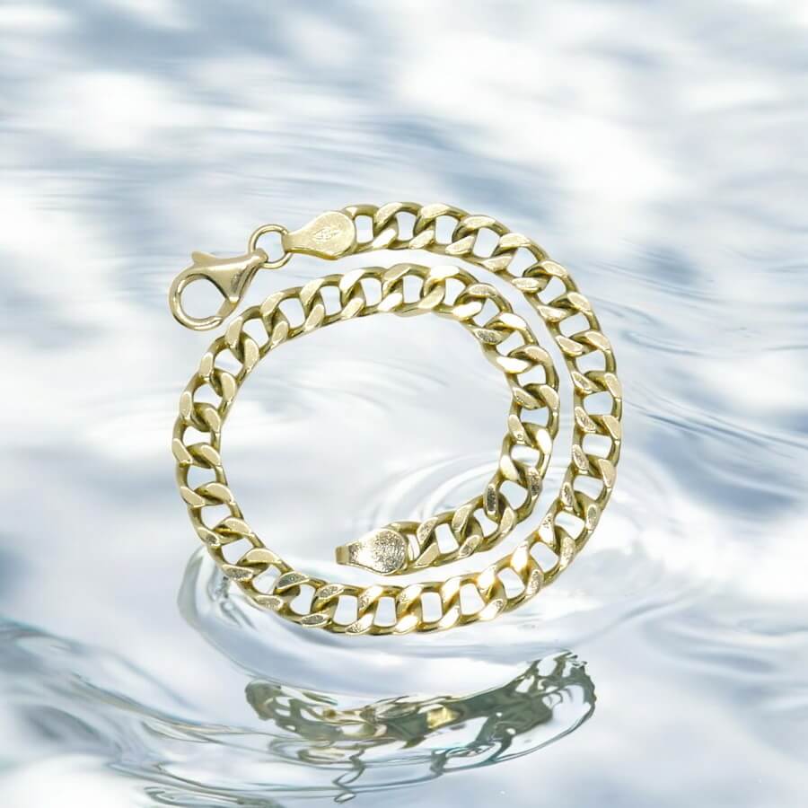 Pulsera Never Say Never de Oro Amarillo 18k para Hombre – Cadena Barbada Maciza