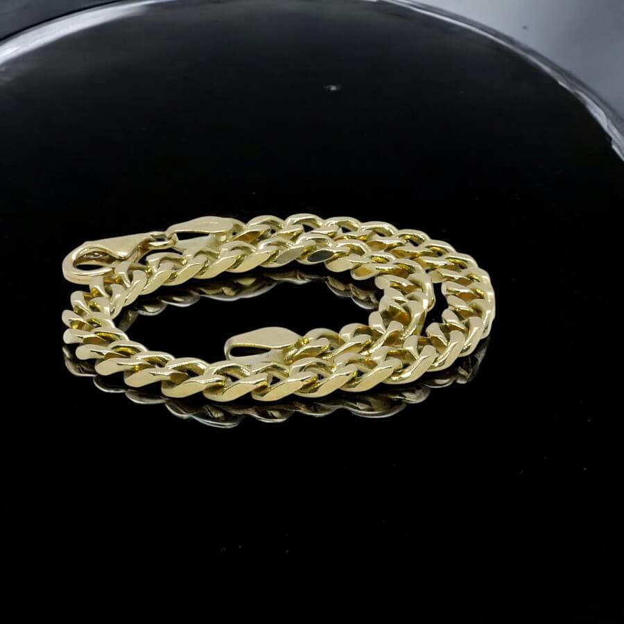 Pulsera Never Say Never de Oro Amarillo 18k para Hombre – Cadena Barbada Maciza - Imagen 6
