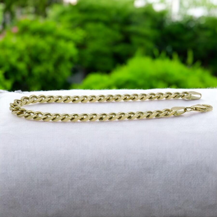 Pulsera Never Say Never de Oro Amarillo 18k para Hombre – Cadena Barbada Maciza - Imagen 8