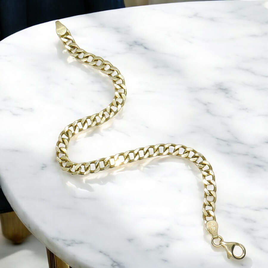 Pulsera Never Say Never de Oro Amarillo 18k para Hombre – Cadena Barbada Maciza - Imagen 9