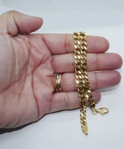 Pulsera Never Say Never de Oro Amarillo 18k para Hombre – Cadena Barbada Maciza - Imagen 3