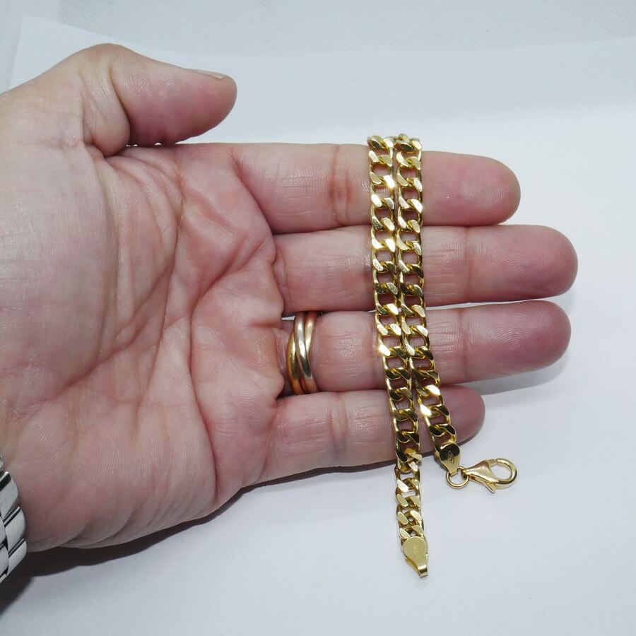 Pulsera Never Say Never de Oro Amarillo 18k para Hombre – Cadena Barbada Maciza - Imagen 3