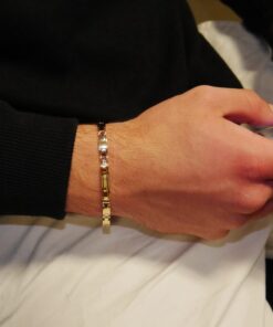 Alternative view of Pulsera Bicolor Oro 18k para Hombre 5 mm 20,5 cm – Eslabones Forrados