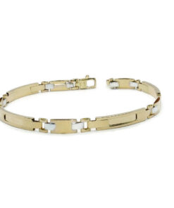 Pulsera Bicolor Oro 18k para Hombre 5 mm 20,5 cm – Eslabones Forrados - Imagen 6