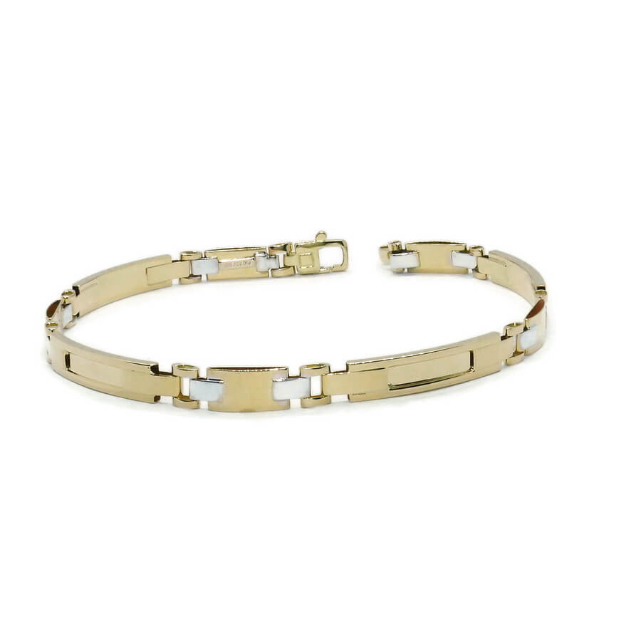 Pulsera Bicolor Oro 18k para Hombre 5 mm 20,5 cm – Eslabones Forrados - Imagen 6