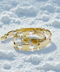 Pulsera Bicolor Oro 18k para Hombre 5 mm 20,5 cm – Eslabones Forrados - Imagen 5
