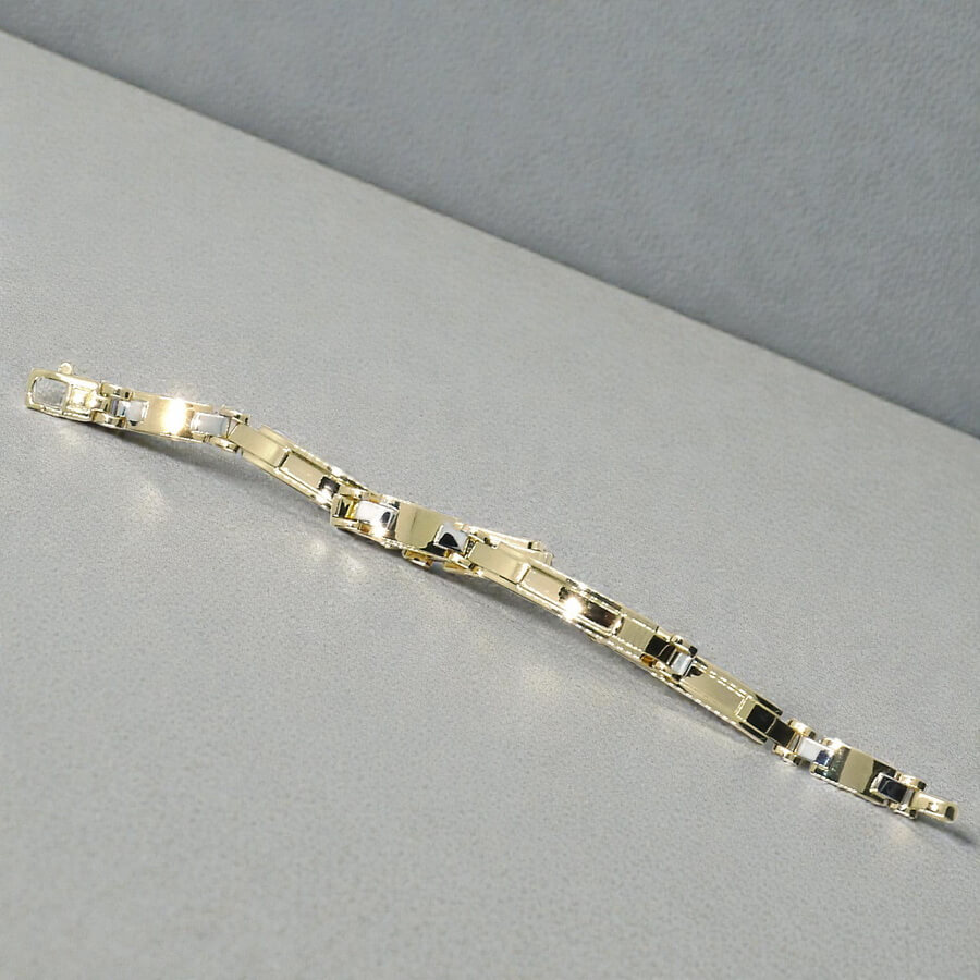Pulsera Bicolor Oro 18k para Hombre 5 mm 20,5 cm – Eslabones Forrados - Imagen 7