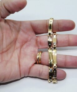 Pulsera Bicolor Oro 18k para Hombre 5 mm 20,5 cm – Eslabones Forrados - Imagen 3