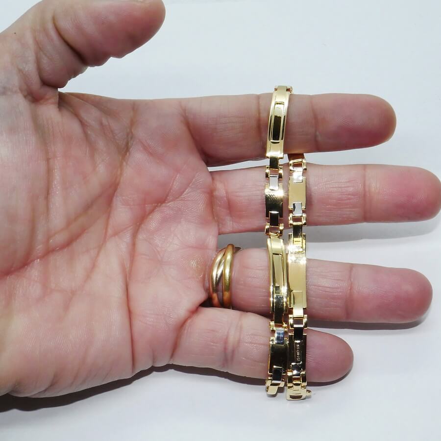 Pulsera Bicolor Oro 18k para Hombre 5 mm 20,5 cm – Eslabones Forrados - Imagen 3