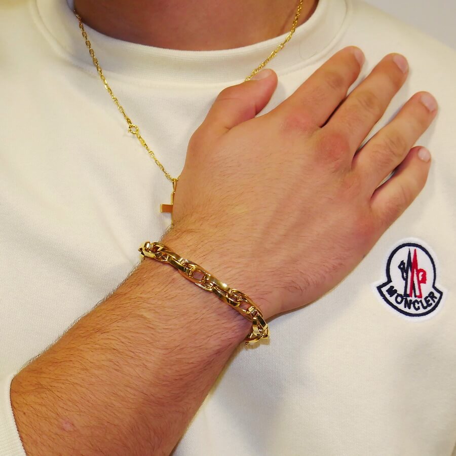 Pulsera Barbada Grande de Oro 18 Quilates para Hombre 21 cm – Fuerte, Clásica y Elegante - Imagen 2