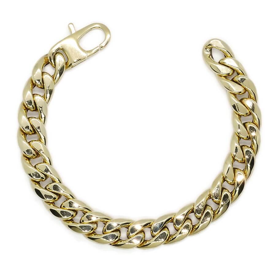 Pulsera Barbada Grande de Oro 18 Quilates para Hombre 21 cm – Fuerte, Clásica y Elegante