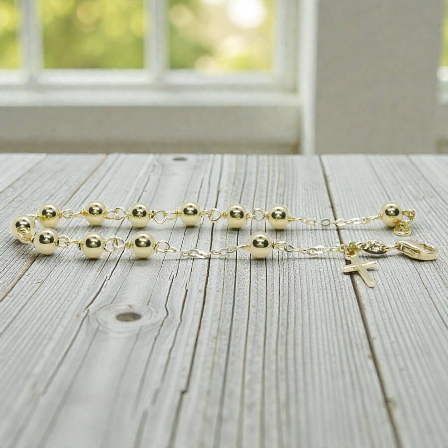 Pulsera Rosario de Oro 18k – Fe, Elegancia y Brillo Atemporal - Imagen 8