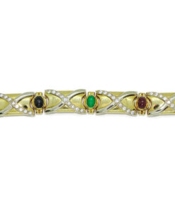 Pulsera de Oro Amarillo 18k con Esmeraldas, Rubíes y Zafiros – 43,05 g - Imagen 10