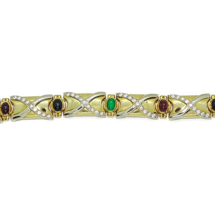 Pulsera de Oro Amarillo 18k con Esmeraldas, Rubíes y Zafiros – 43,05 g - Imagen 10