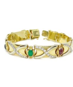 Pulsera de Oro Amarillo 18k con Esmeraldas, Rubíes y Zafiros – 43,05 g - Imagen 5
