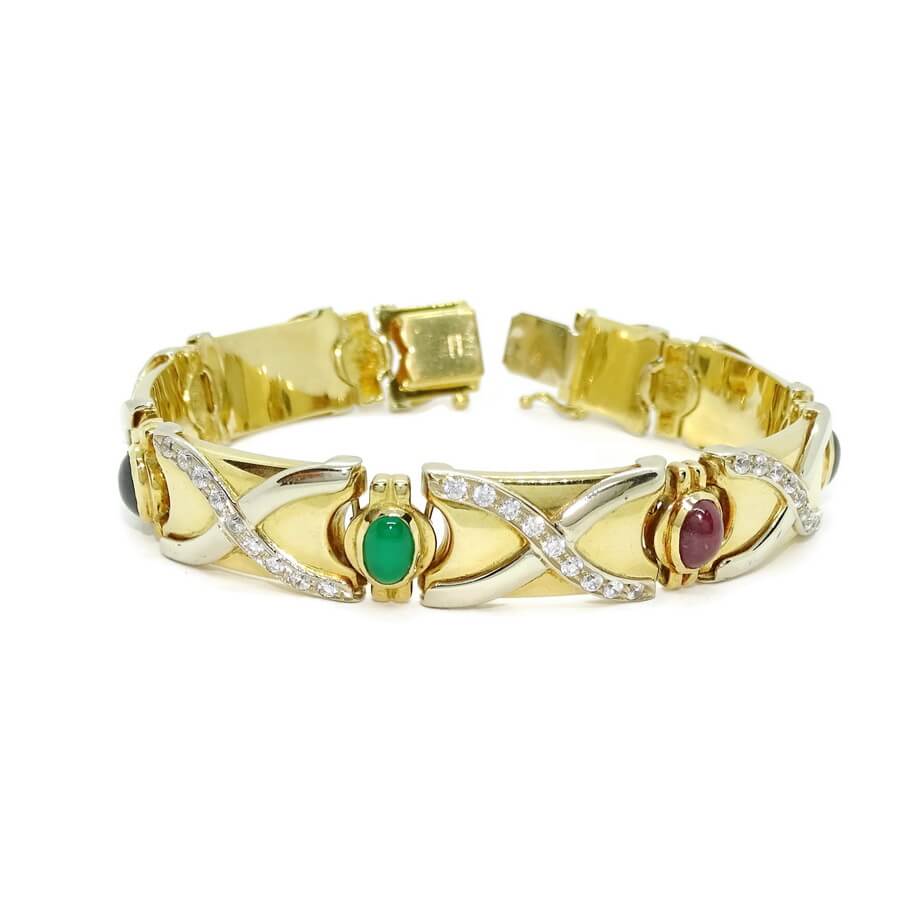 Pulsera de Oro Amarillo 18k con Esmeraldas, Rubíes y Zafiros – 43,05 g - Imagen 5