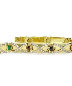 Pulsera de Oro Amarillo 18k con Esmeraldas, Rubíes y Zafiros – 43,05 g - Imagen 4