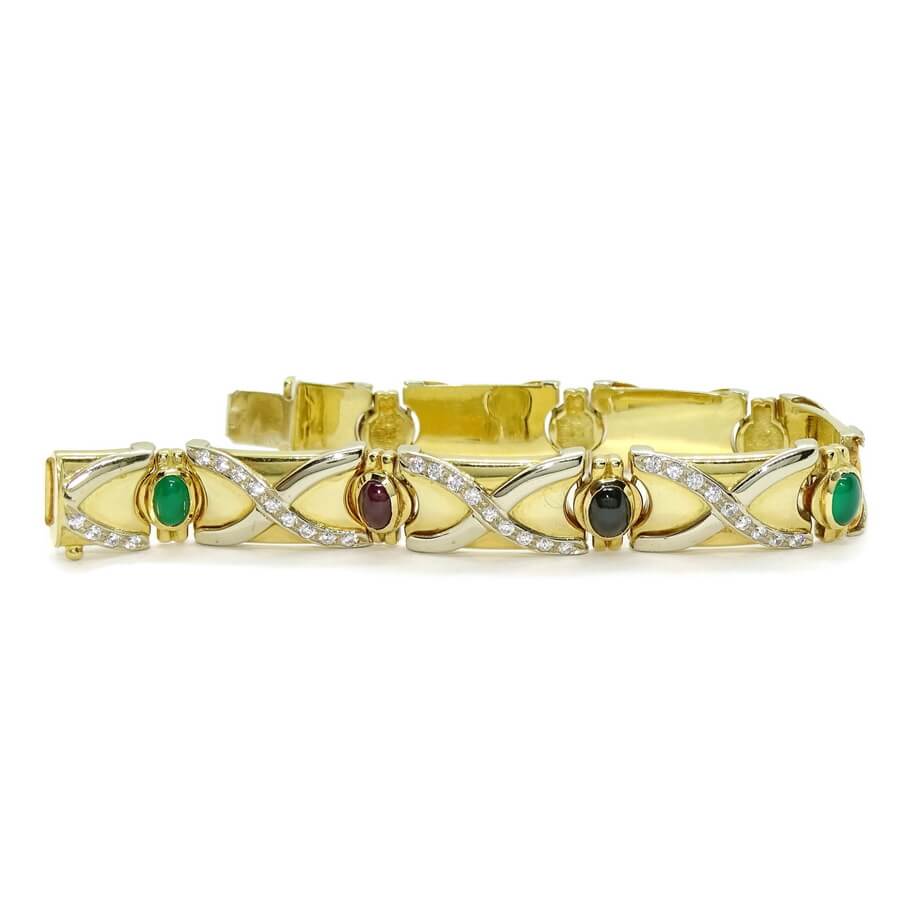 Pulsera de Oro Amarillo 18k con Esmeraldas, Rubíes y Zafiros – 43,05 g - Imagen 4