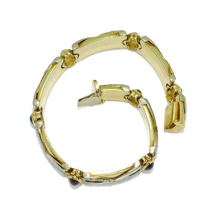 Pulsera de Oro Amarillo 18k con Esmeraldas, Rubíes y Zafiros – 43,05 g - Imagen 8