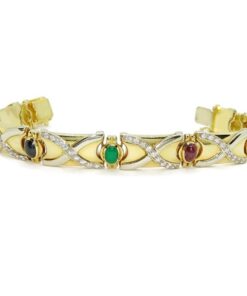 Pulsera de Oro Amarillo 18k con Esmeraldas, Rubíes y Zafiros – 43,05 g - Imagen 7