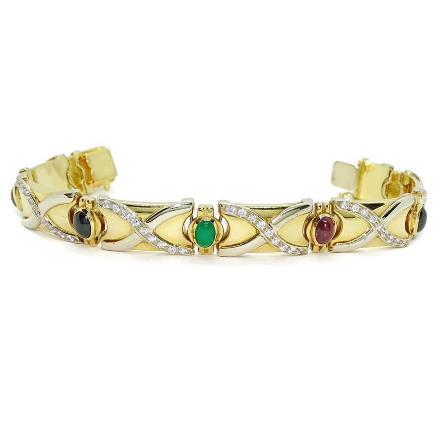 Pulsera de Oro Amarillo 18k con Esmeraldas, Rubíes y Zafiros – 43,05 g - Imagen 7