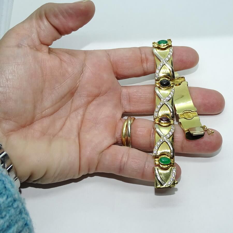 Pulsera de Oro Amarillo 18k con Esmeraldas, Rubíes y Zafiros – 43,05 g - Imagen 3