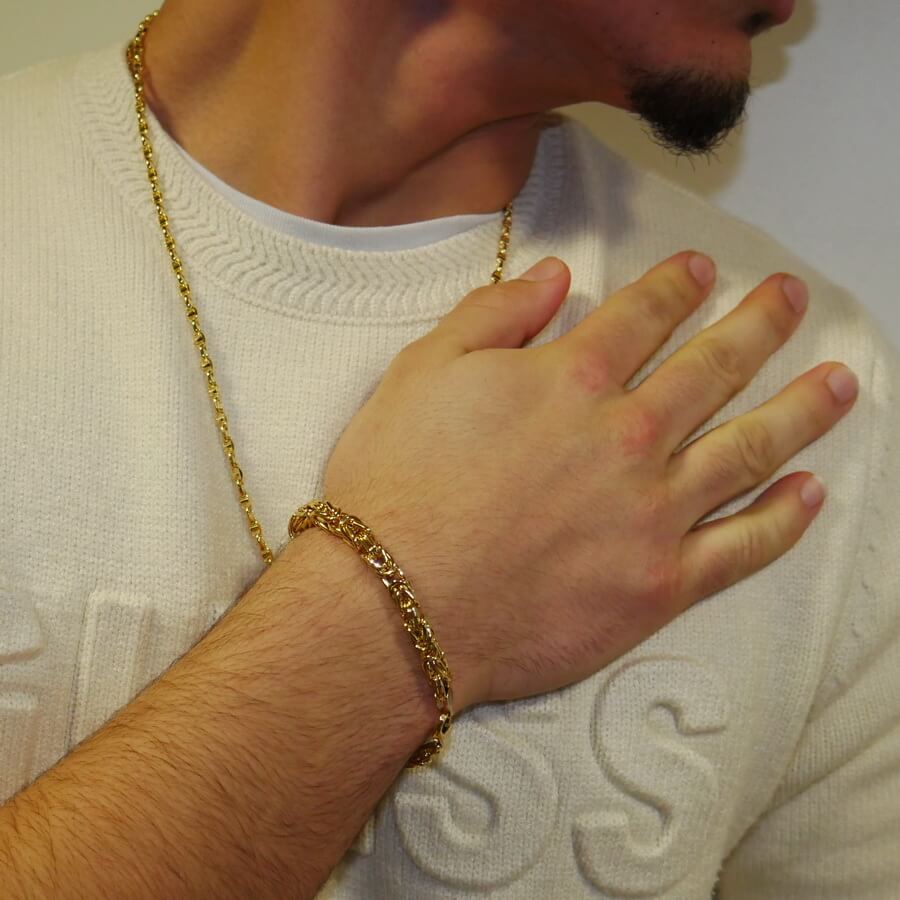 Pulsera bizantina de oro 18k para hombre, 6 mm y 20,95 g – Estilo atemporal y contundente - Imagen 2