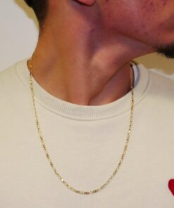 Alternative view of Cadena Unisex de Oro de 18 Quilates con Eslabón Combinado Bilbao Espejo