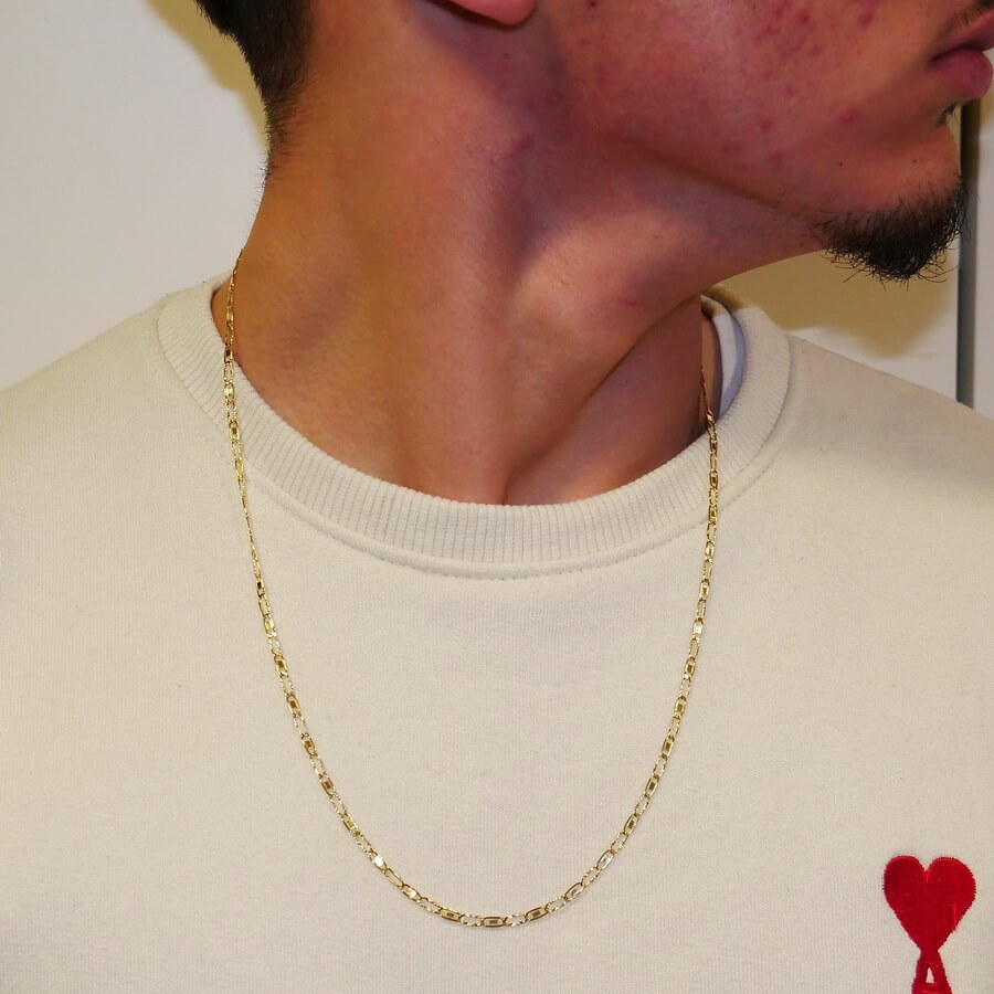 Cadena Unisex de Oro de 18 Quilates con Eslabón Combinado Bilbao Espejo - Imagen 2