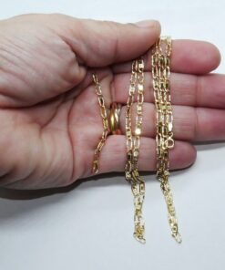 Cadena Unisex de Oro de 18 Quilates con Eslabón Combinado Bilbao Espejo - Imagen 3