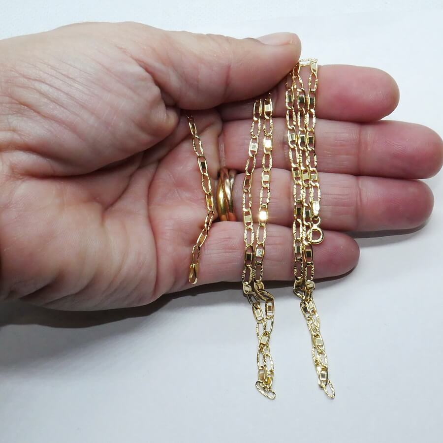 Cadena Unisex de Oro de 18 Quilates con Eslabón Combinado Bilbao Espejo - Imagen 3