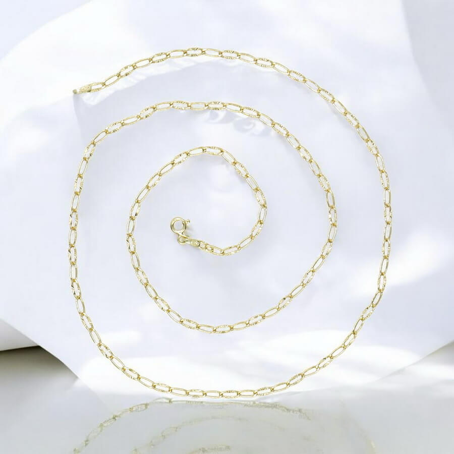 Cadena Unisex de Oro de 18 Quilates Bilbao Plana Estriada - Imagen 5