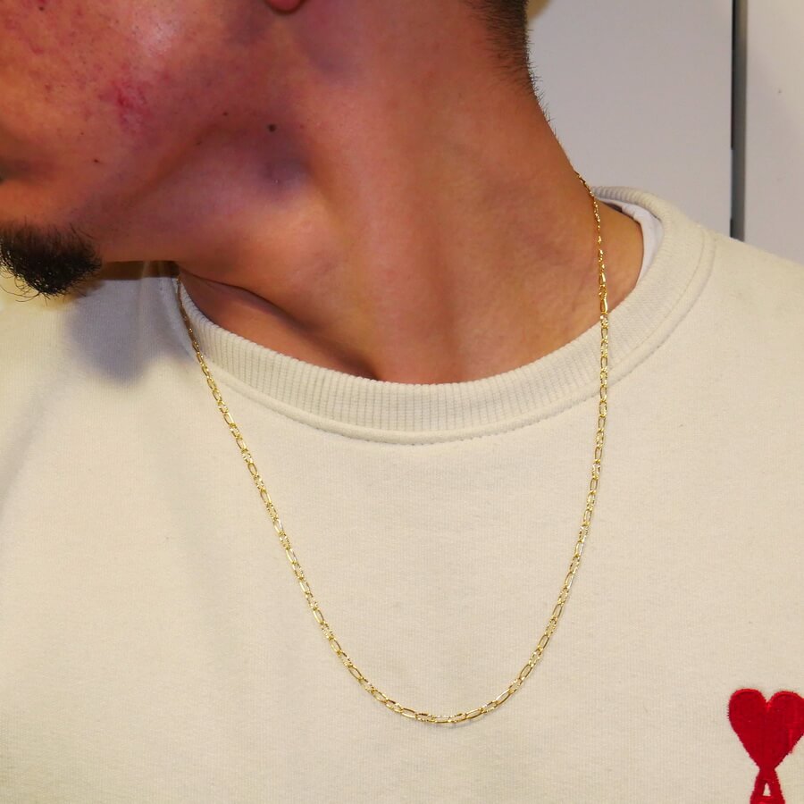 Cadena Unisex de Oro de 18 Quilates Bilbao Plana Estriada - Imagen 2