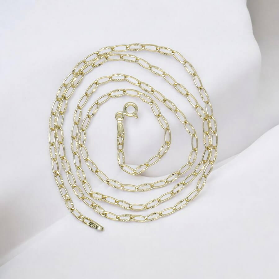 Cadena Unisex de Oro de 18 Quilates Bilbao Plana Estriada - Imagen 7