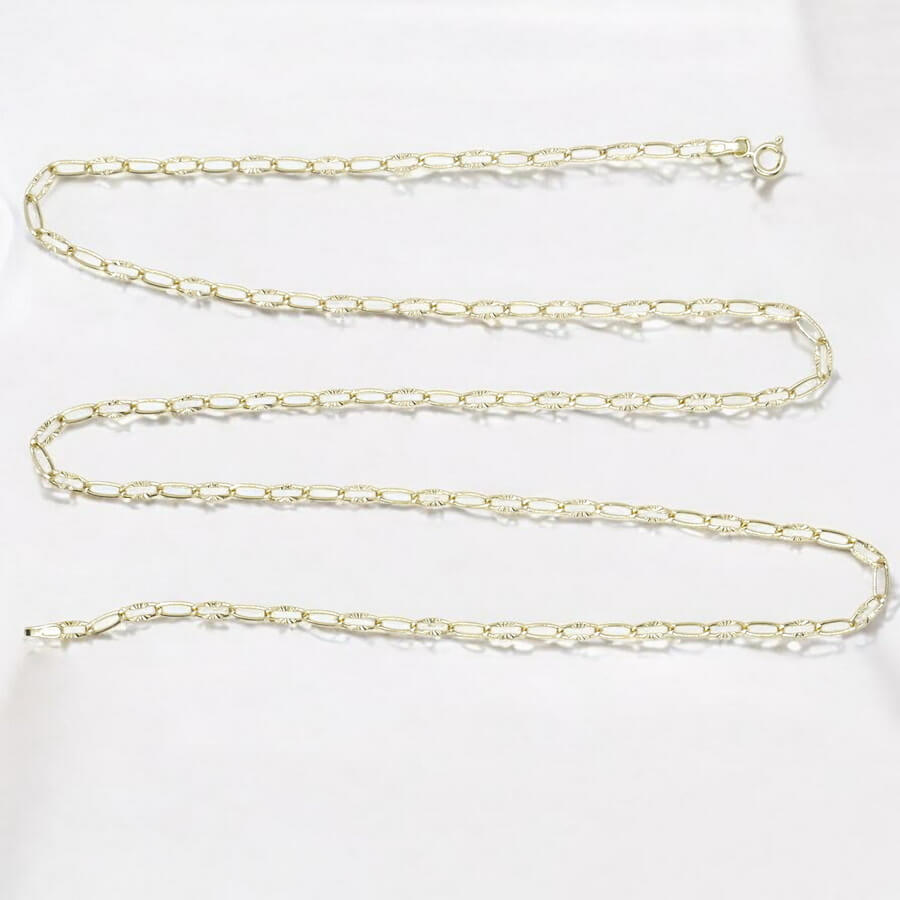 Cadena Unisex de Oro de 18 Quilates Bilbao Plana Estriada - Imagen 8
