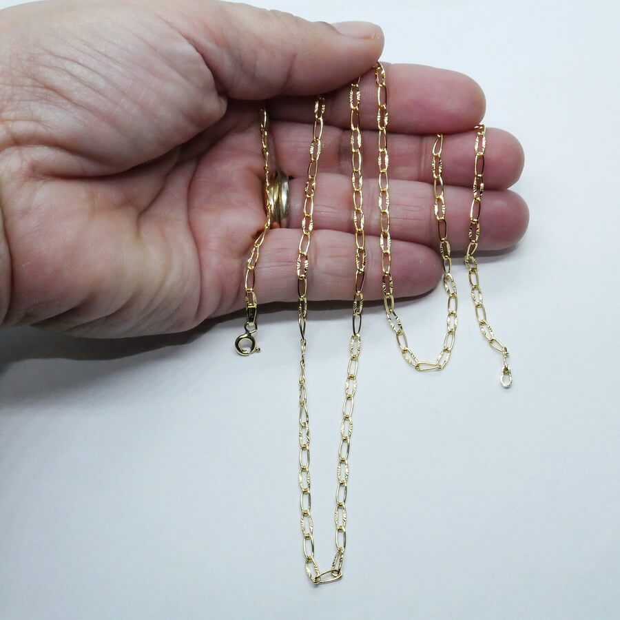 Cadena Unisex de Oro de 18 Quilates Bilbao Plana Estriada - Imagen 3