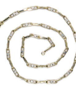Cadena de oro amarillo y blanco 18 quilates, eslabón rectangular 60 cm – Joyería masculina premium - Imagen 7