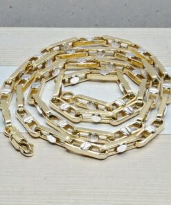 Cadena de oro amarillo y blanco 18 quilates, eslabón rectangular 60 cm – Joyería masculina premium - Imagen 10