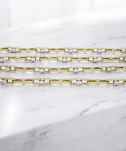 Cadena de oro amarillo y blanco 18 quilates, eslabón rectangular 60 cm – Joyería masculina premium - Imagen 8