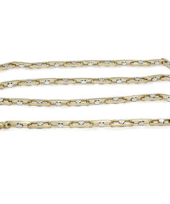 Cadena de oro amarillo y blanco 18 quilates, eslabón rectangular 60 cm – Joyería masculina premium - Imagen 9